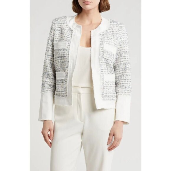 Nanette Lepore Jackets & Blazers - NANETTE LEPORE (NWT) Tweed Open Front Long Sleeve Deep Cuff Short Jacket - L
